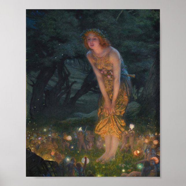Poster Mi-été Eve Edward Robert Hughes Fairies Imaginaire (Devant)