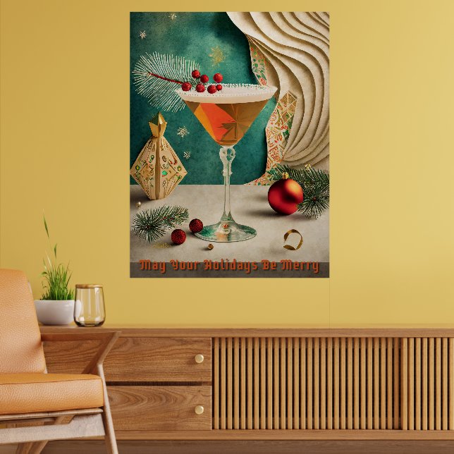 Poster Mi-Siècle Cocktail de Noël Fête Happy Hour (Salon 2)