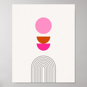 Poster Mi-Siècle Moderne 04 Rose Soleil Et Arche Arc Arc
