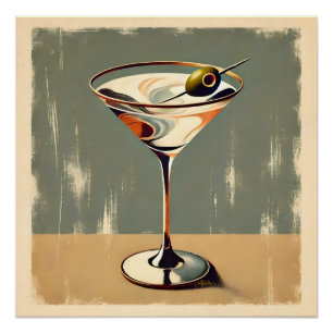 Poster Mi-siècle Moderne 1 Olive Martini Peinture