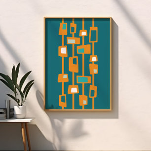 Poster Mi-Siècle Moderne Atomique Blocs funky