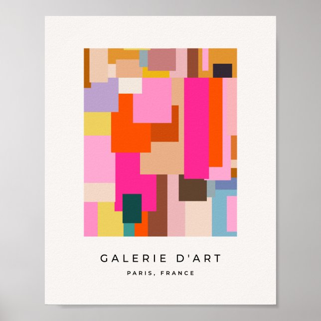 Poster Mi-siècle moderne coloré géométrique Abstrait (Devant)