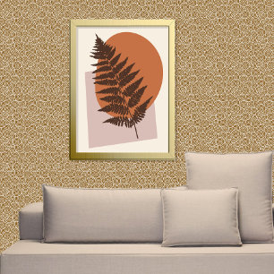 Poster Mi-siècle moderne Fern Silhouette Brown et beige