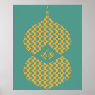 Poster Mi-siècle moderne géométrique Jaune Turquoise