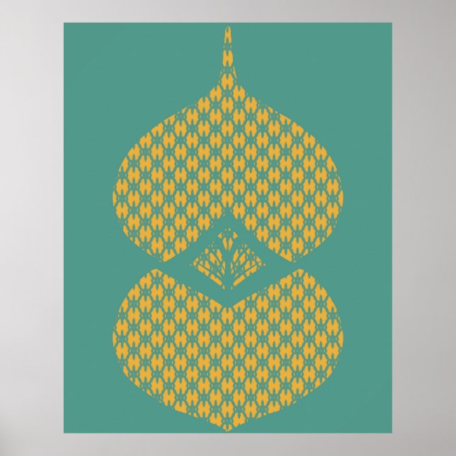 Poster Mi-siècle moderne géométrique Jaune Turquoise (Devant)