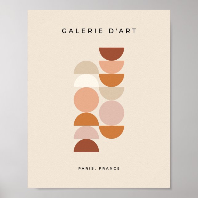 Poster Mi-siècle moderne géométrique Neutre Beige (Devant)