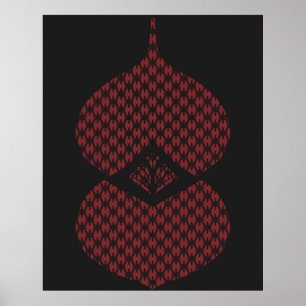 Poster Mi-siècle moderne Géométrique Noir Rouge
