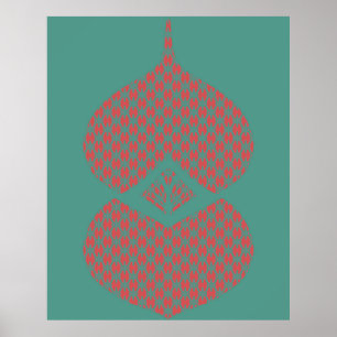 Poster Mi-siècle moderne géométrique rose Turquoise