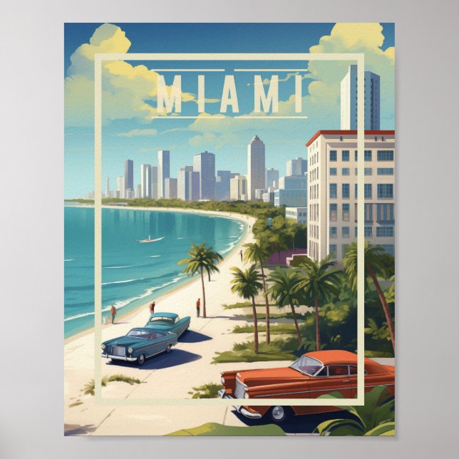 Poster Miami Beach Florida Vintage (Devant)