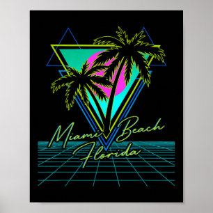 Poster Miami Beach Floride Voyage Retro 80s Vaporwave Gri