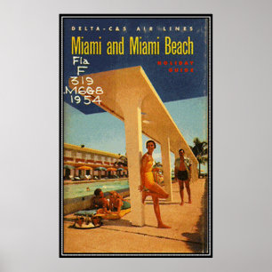 Poster Miami Beach vintage, la Floride, Etats-Unis -