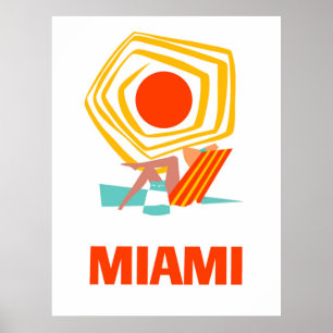 Poster Miami, femme bronzante sous le soleil