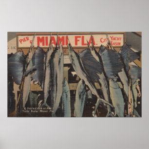 Poster Miami, FL - Vue sur Pier 5 City Yacht Club avec/
