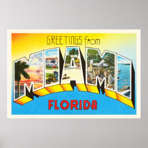 Poster Miami Florida FL Vieux souvenir Vintage voyage