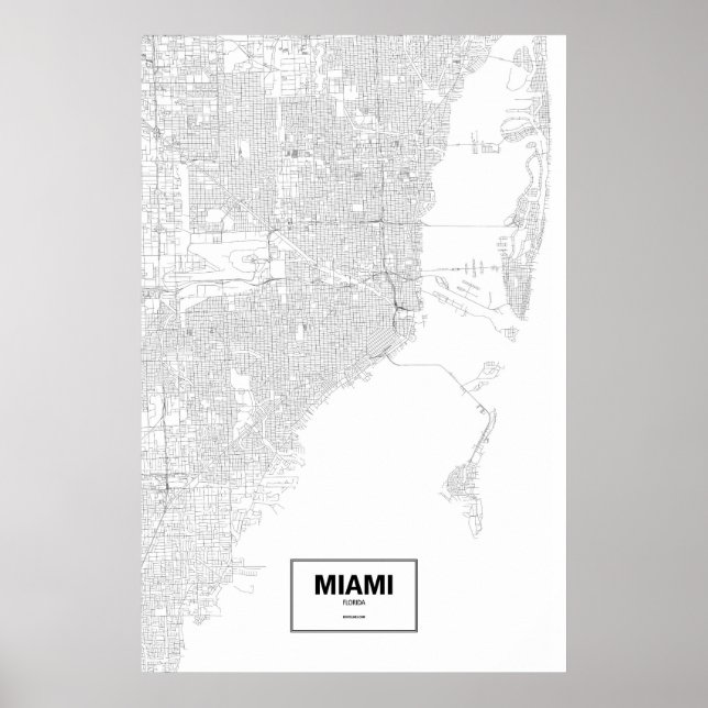 Poster Miami, Floride (noir sur blanc) (Devant)