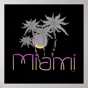 Poster Miami, Floride Palms Cool moderne
