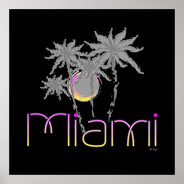 Poster Miami, Floride Palms Cool moderne (Devant)