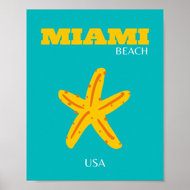Poster Miami, Miami Beach, Preppy Room, Art du voyage, Ré (Devant)