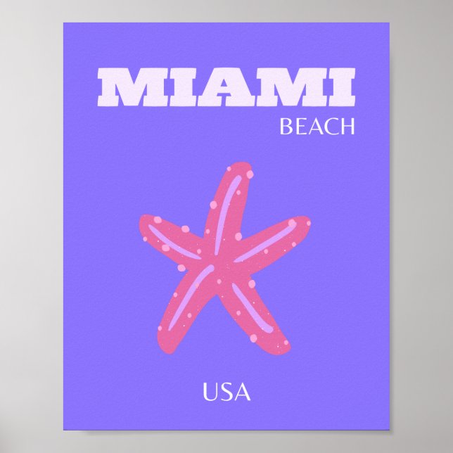 Poster Miami, Miami Beach, Preppy Room, Violet, Lilac (Devant)