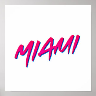 Poster Miami Neon Couleurs Nouveau Style Rétro Minimalism