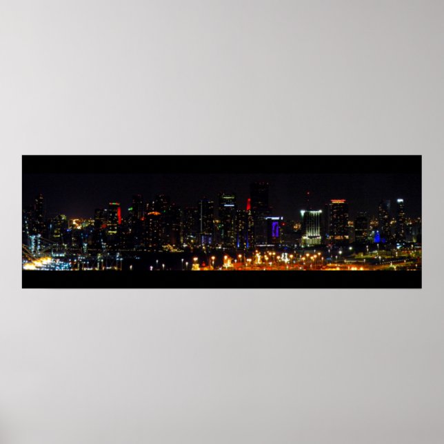 Poster ~Miami Skyline~ PANORAMA POSTER, PERSONNALISER IT! (Devant)