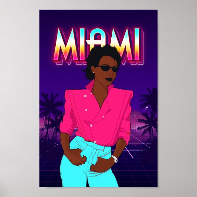 Poster Miami style rétro des années 80 (Devant)