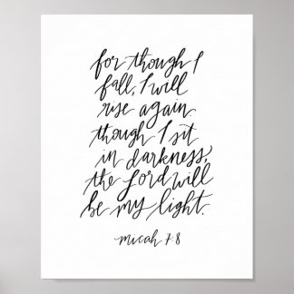 Poster Micah 7:8 Texte de la Bible manuscrit Imprimer