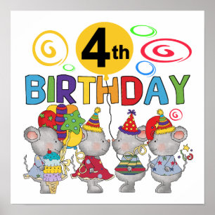 Poster Mice 4th Birthday T-shirts et cadeaux