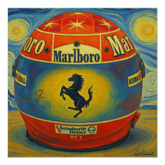 Poster Michael Schumacher's Legendary F1 Ferrari Helmet