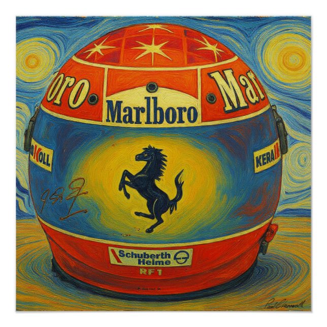 Poster Michael Schumacher's Legendary F1 Ferrari Helmet (Devant)
