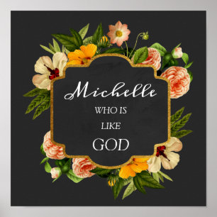 Poster Michelle Nom Signification Royal Floral Birthday M