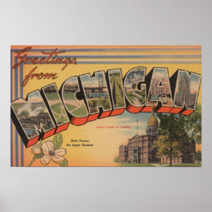 Poster Michigan (Capitale de l'État/Fleur)