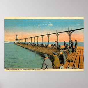 Poster Michigan City, Indiana Fishing Pier