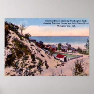 Poster Michigan City Indiana Sheridan Beach, vers 1910