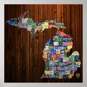 Poster Michigan Counties License Plate Map Canvas Imprime