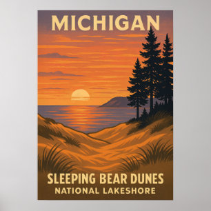 Poster Michigan Dunes d'ours couchage National Lakeshore 