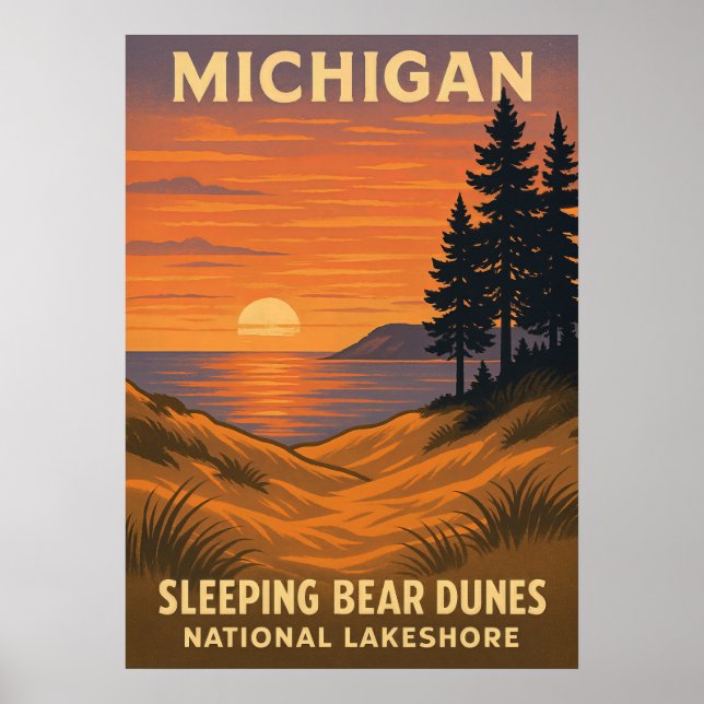 Poster Michigan Dunes d'ours couchage National Lakeshore  (Devant)