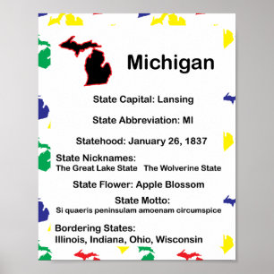Poster Michigan Educational Fact États-Unis