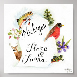 Poster "Michigan Flora & Fauna" Imprimer