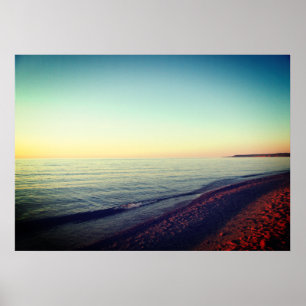Poster Michigan Upper Peninsula Lac Supérieur Sunset