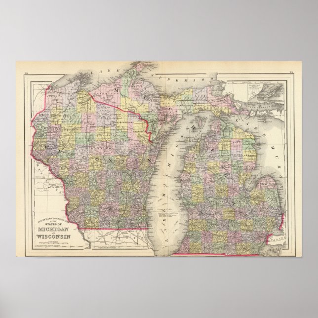 Poster Michigan, Wisconsin (Devant)