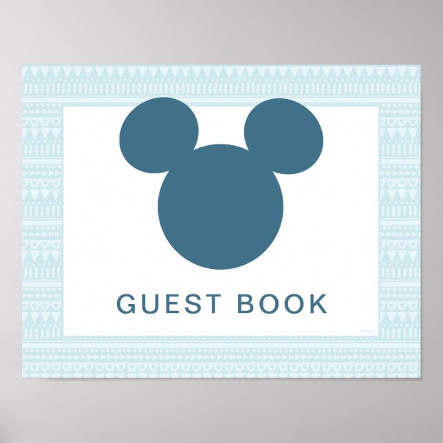 Poster Mickey | Blue Aztec Baby shower Livre d'Invité (Devant)