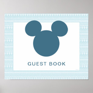 Poster Mickey   Blue Aztec Baby shower Livre d'Invité
