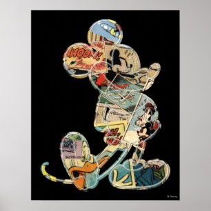 Poster Mickey Classique Silhouette de Bande Dessinée