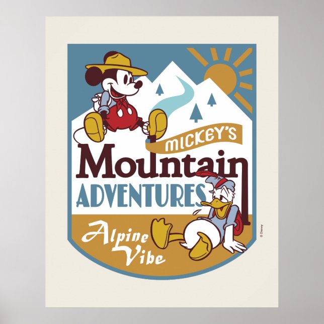 Poster Mickey et Donald | Montagne Aventures (Devant)