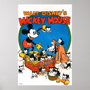 Poster Mickey et Pluto vintage