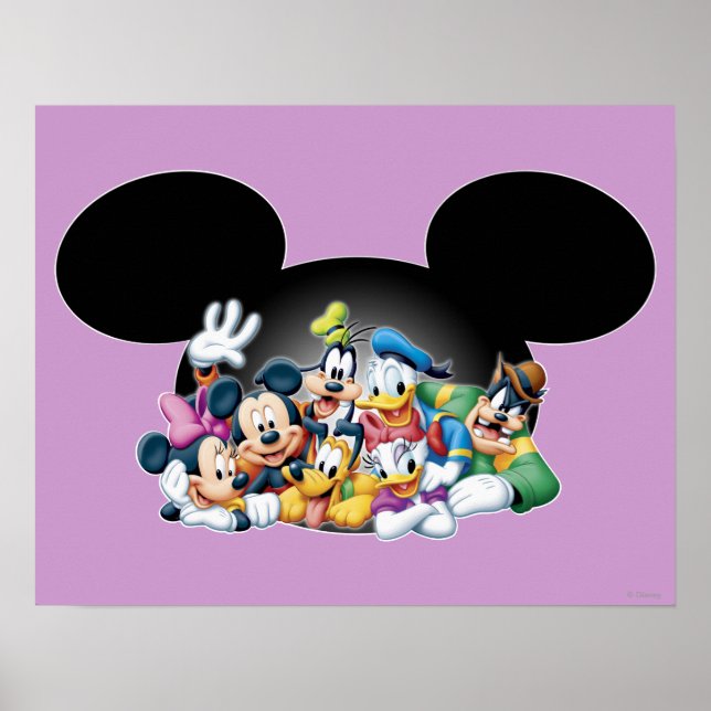Poster Mickey & Friends | Groupe dans Mickey Ears (Devant)