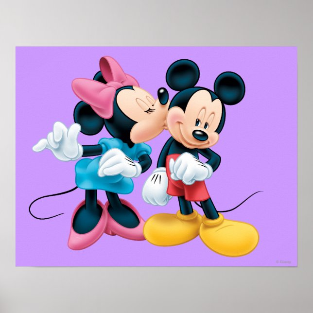 Poster Mickey & Minnie | Baiser sur la joue (Devant)