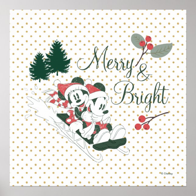 Poster Mickey & Minnie | Merry & Bright (Devant)
