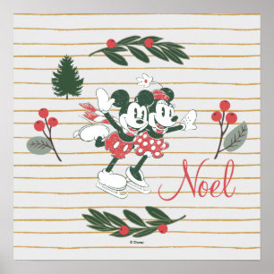 Poster Mickey & Minnie   Noel de patinage de Noël